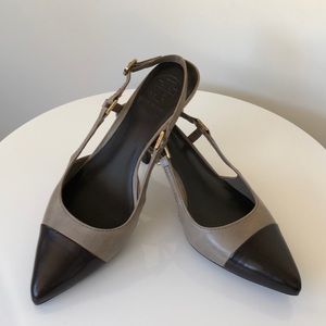 Tory Burch Felicity cap toe slingback kitten heels